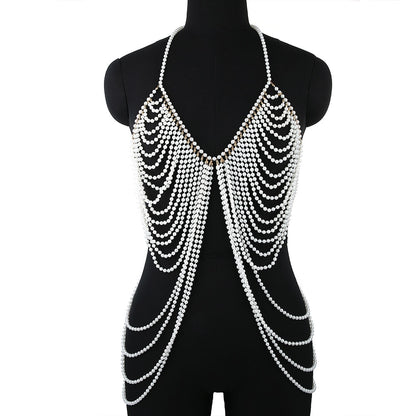 Pearl Body Chain Necklace Shawl Shoulder Jewelry