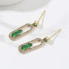 Elegant Green Zircon Oval Drop Earrings