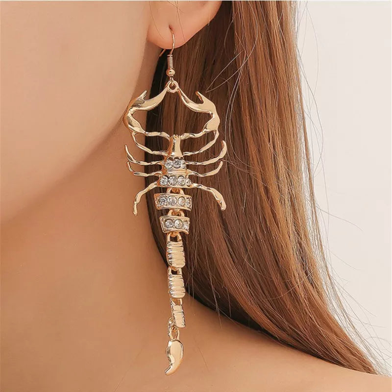 Scorpion Rhinestone Pendant Drop Earrings