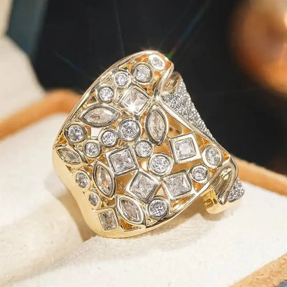 Celeste Two-Tone Pavé Statement Ring – detail view 4