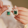 Load image into Gallery viewer, Radiant Green Emerald Geometric Drop Earrings