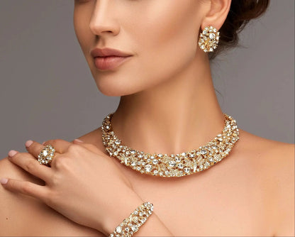 Bold Statement Bridal Crystal Set – Gold & Silver Necklace, Earrings & Bracelet by Glam Duchess (bold-statement-bridal-crystal-set-gold-silver-necklace-earrings-bracelet-copy)