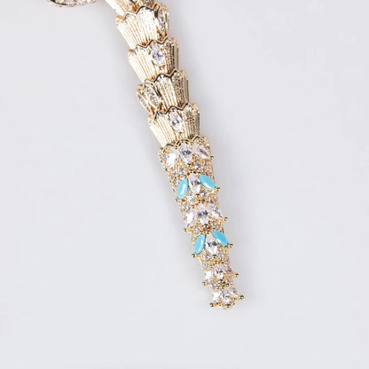 S925 Silver and Zircon Snake-Design Necklace and Earrings Jewelry Set - from Artshiney