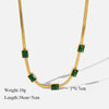 Green Zirconia Stainless Steel Geometric Chain Choker Necklace