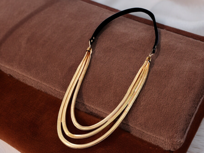 Elegant Minimalist Long Geometric Leather Chain Necklace