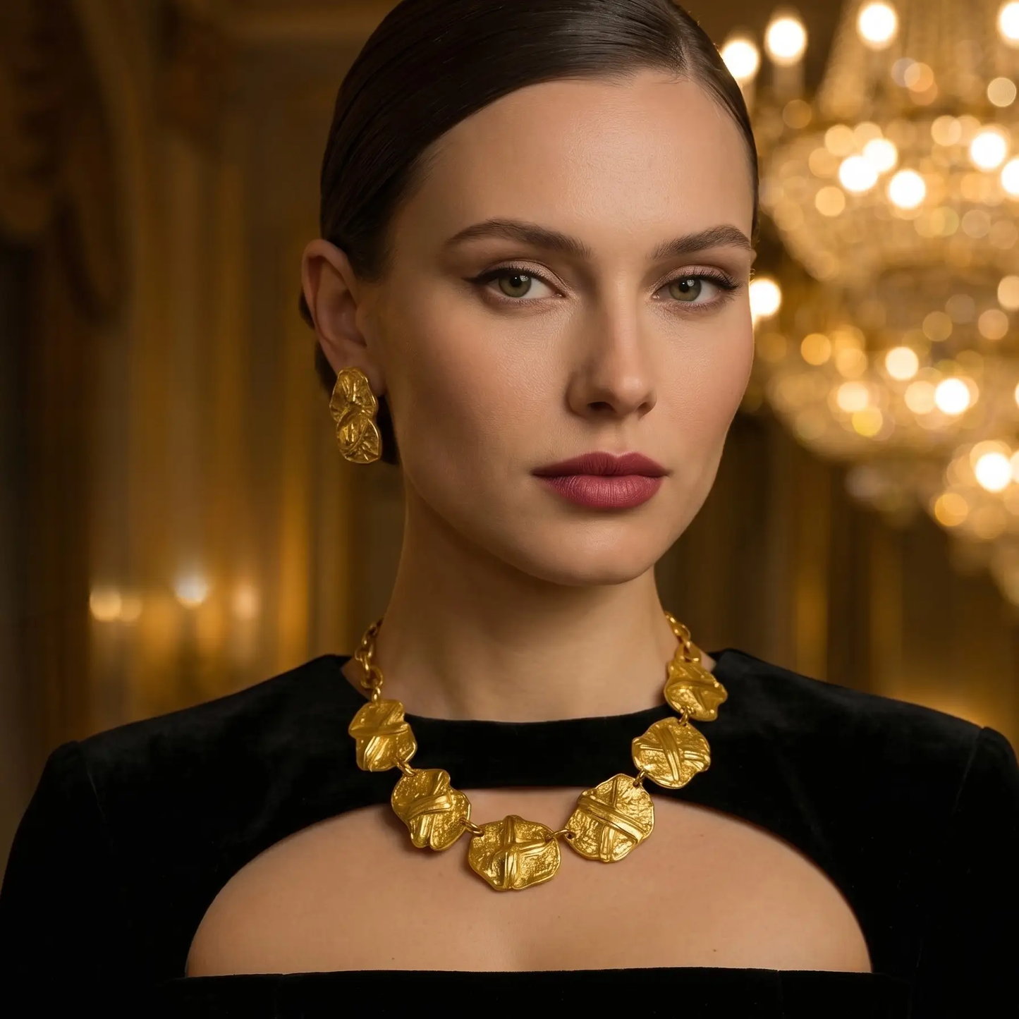 Gold Plated Choker Set Premium Handmade Boho Chic Statement Necklace Earrings For Her - Jewelry Sets from Glam Duchess