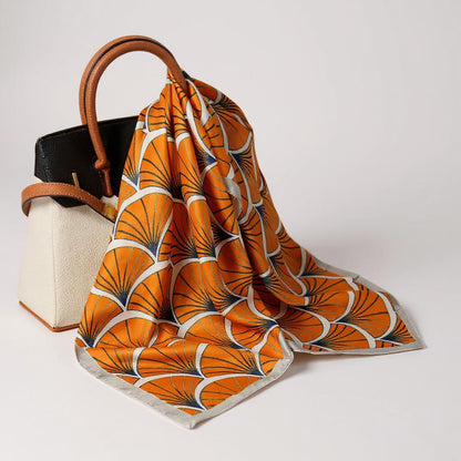 Luxury Satin Silk Square Scarf for Women, Printed Fashion Wrap, Shawl, Neckerchief