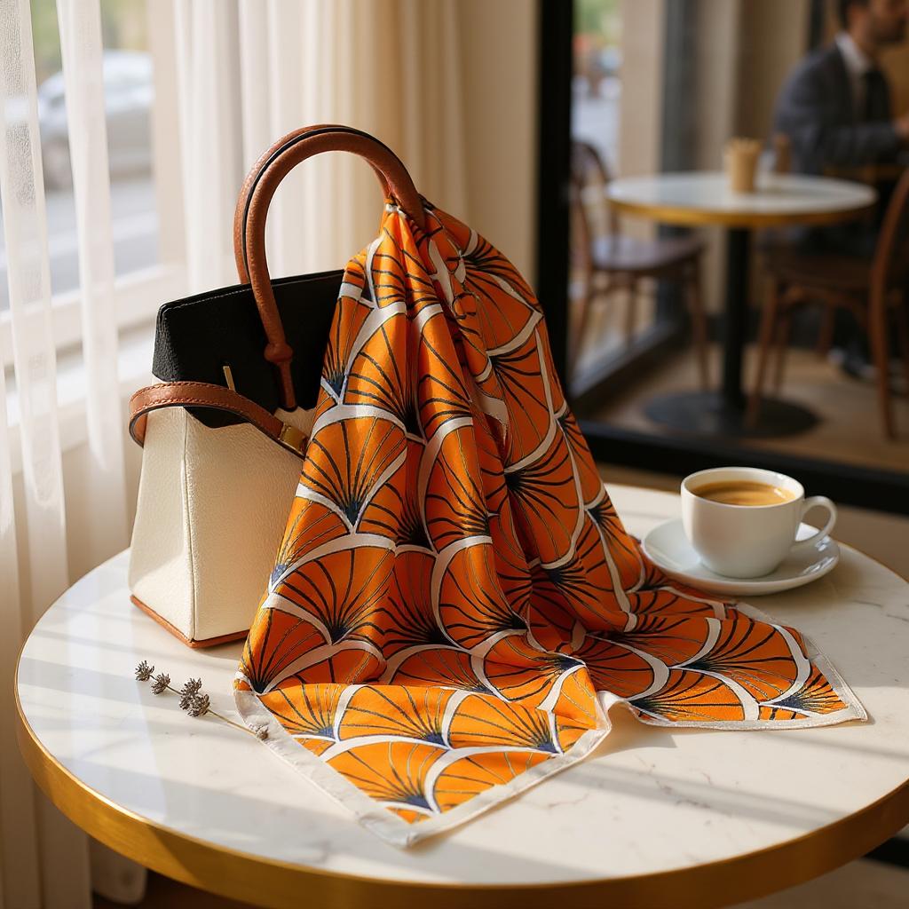 Luxury Satin Silk Square Scarf for Women, Printed Fashion Wrap, Shawl, Neckerchief