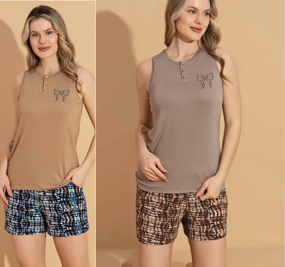 Supersoft Lightweight & Breathable Sleeveless Viscose Lounge Set, Tank Top & Printed Shorts