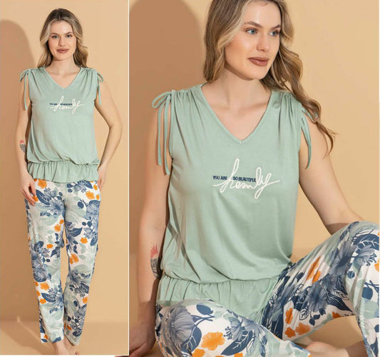 Super soft Premium Viscose Sleeveless Top & Floral Pants