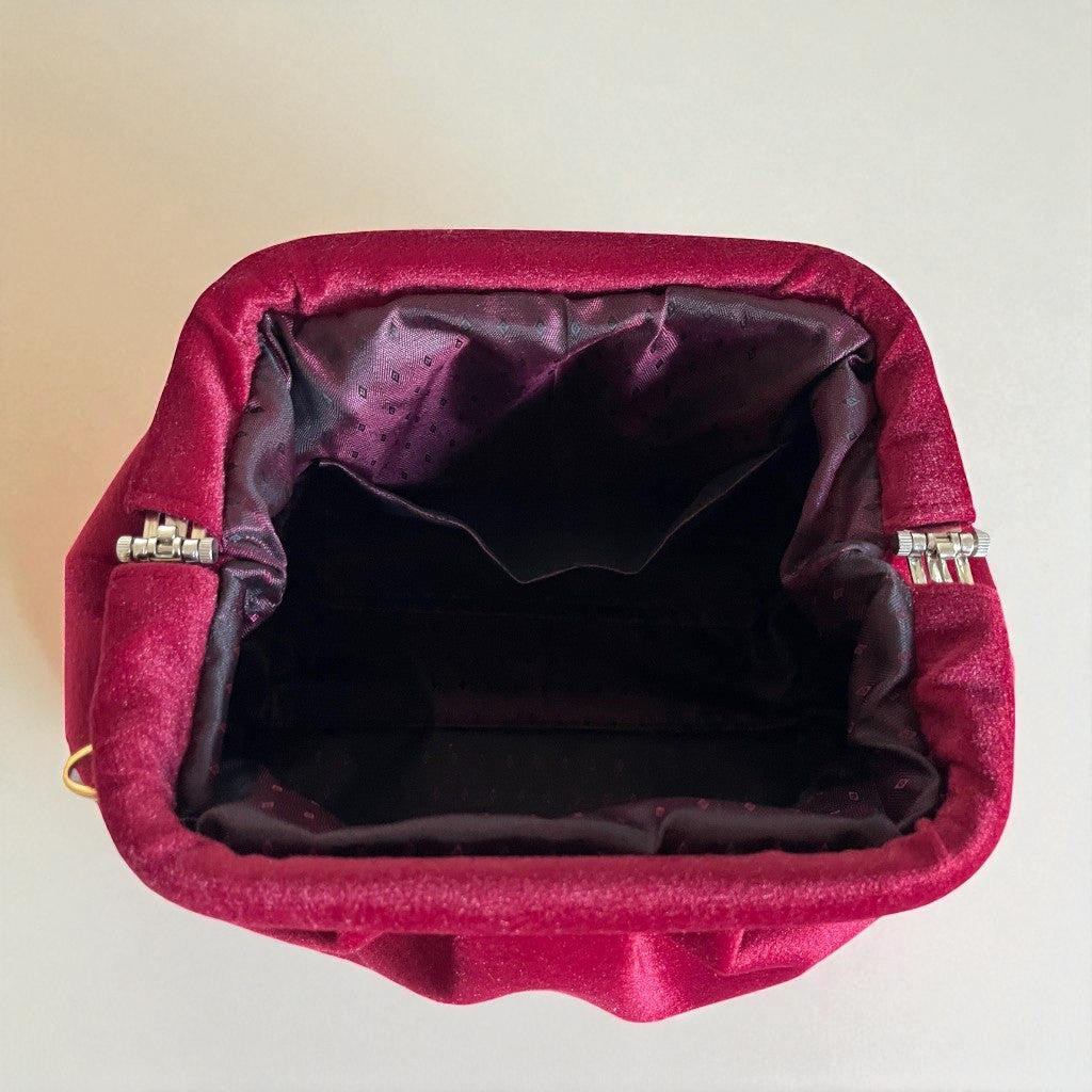 Burgundy Velvet Ruched Clutch Bag| Evening Purse| Soft Vintage-Inspired Pouch in Deep Red Velvet Clutch Bag | Evening Purse| - Glam Duchess