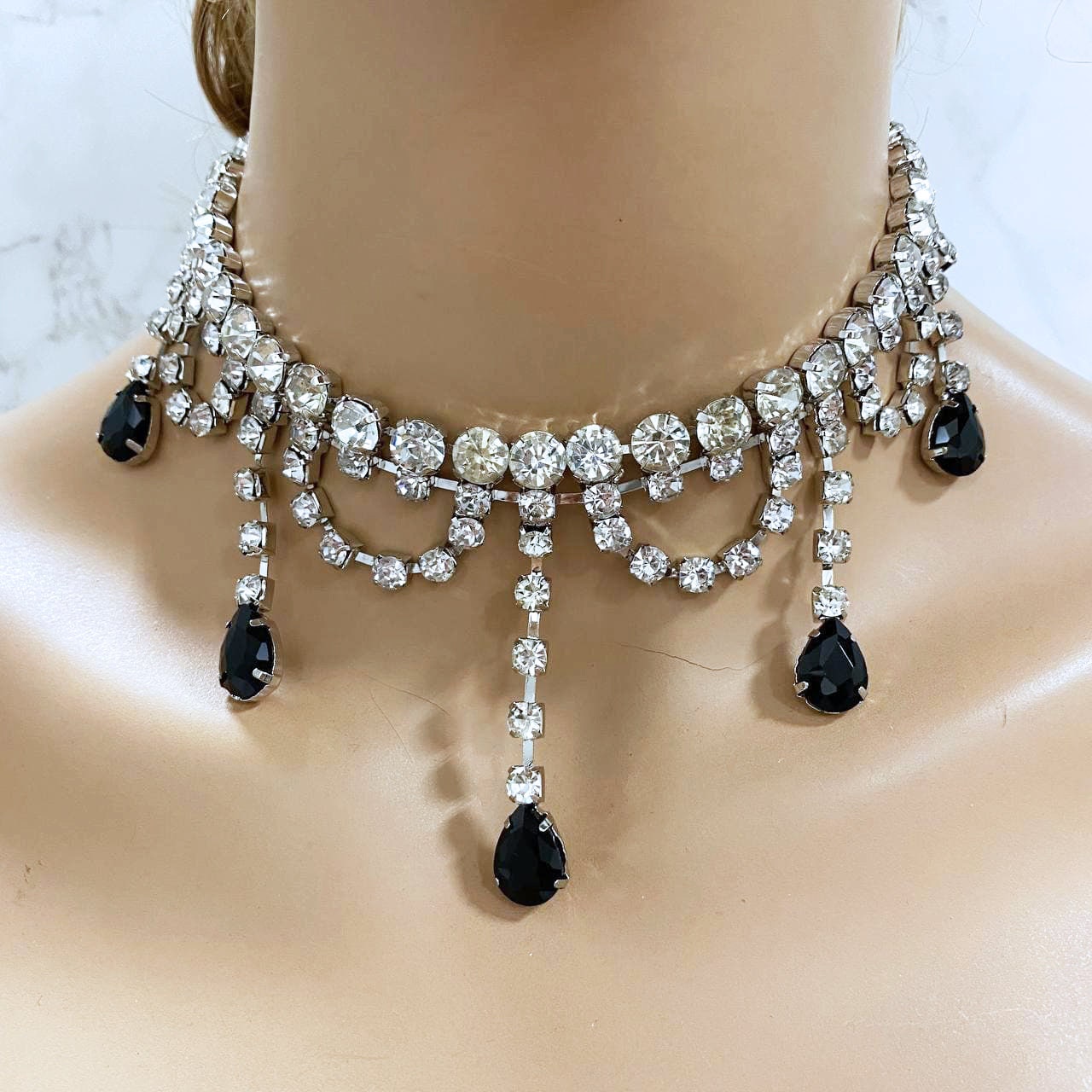 Bridal choker necklace, Bridal jewelry, Wedding choker, Victorian pearl Choker, bridesmaid jewelry, Crystal Choker, Silver Choker Jewelry