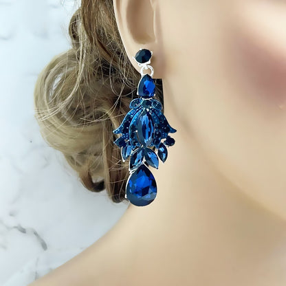 Blue Bridal earrings, Royal Blue Bridal Jewelry, Green Drop Earrings, Evening Earrings, Cocktail Earrings Jewelry, Bridesmaid earrings