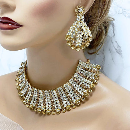 Champagne Indian Wedding Jewelry Set, Bridal Choker Necklace Earring Set, Bridal Indian Jewelry Set, Kundan Jewelry, Bollywood Jewelry