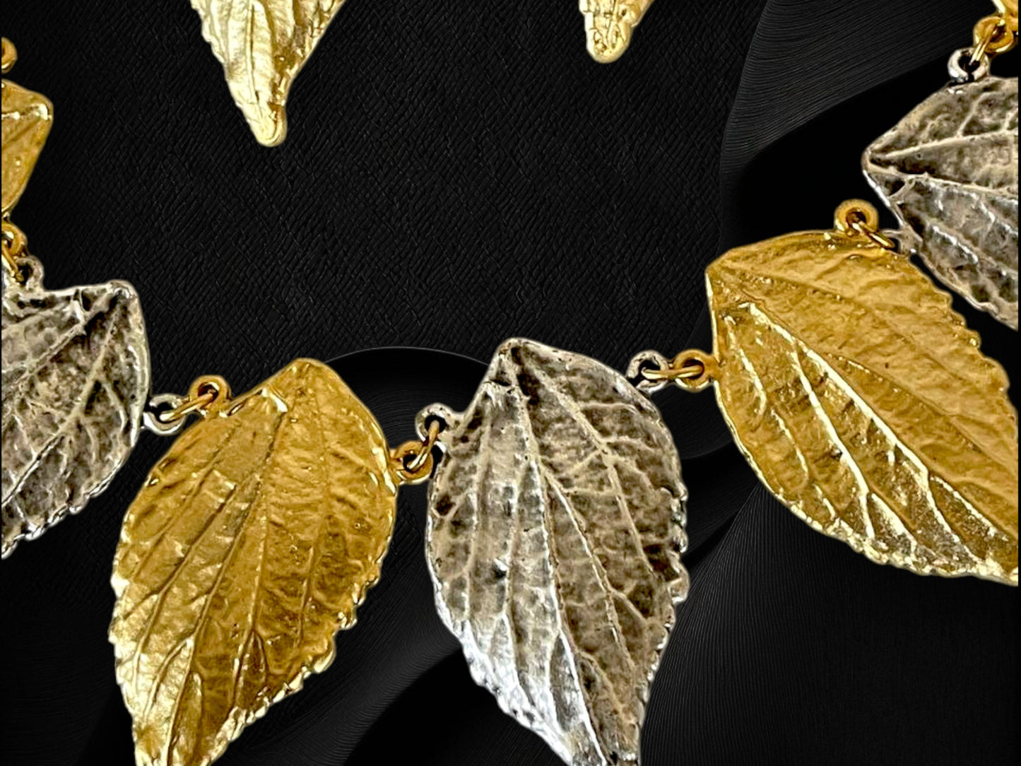 Handmade Gold Plated Leaf Necklace Earrings Set, Gold Statement, Modern Chunky Bohemian Jewelry Set, Personalized Birthday Gift for Her