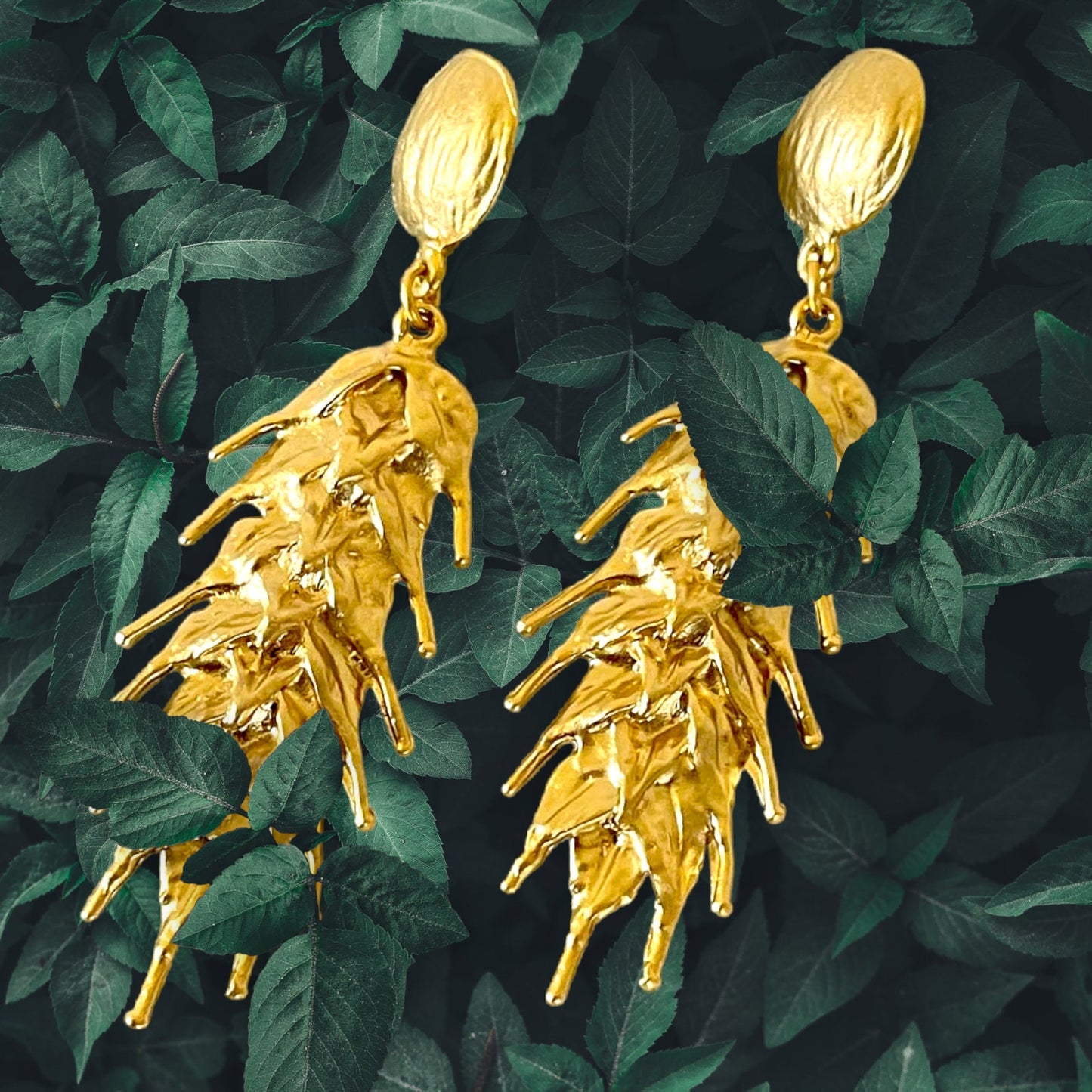 Unique Matte Gold Plated Handmade Wheat Earrings