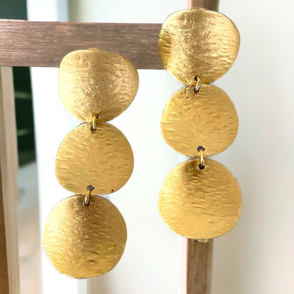 Gold Earrings, Statement Drop Earrings, Hoop Earrings, Gold Plated Handmade Geometric Earrings, Chunky Earrings, Birthday Gift for Her