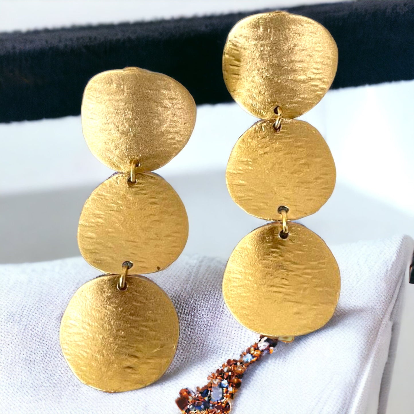 Gold Earrings, Statement Drop Earrings, Hoop Earrings, Gold Plated Handmade Geometric Earrings, Chunky Earrings, Birthday Gift for Her