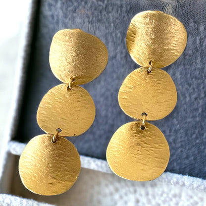 Gold Earrings, Statement Drop Earrings, Hoop Earrings, Gold Plated Handmade Geometric Earrings, Chunky Earrings, Birthday Gift for Her