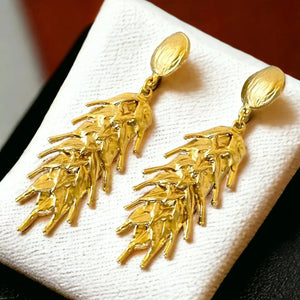 Gold Plated Drop Earrings – Handmade Chunky Wheat Statement Earrings With Matte Gold Finish by Glam Duchess (gold-plated-drop-earrings-unique-matte-gold-handmade-wheat-earrings-gold-chunky-statement-earrings-unique-handmade-birthday-gift-for-her)