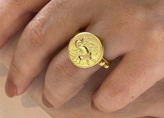 Roman-Inspired Gold Ring - Adjustable Bohemian Coin Jewelry Handcrafted Gift, Handmade In Turkey - Glam Duchess
