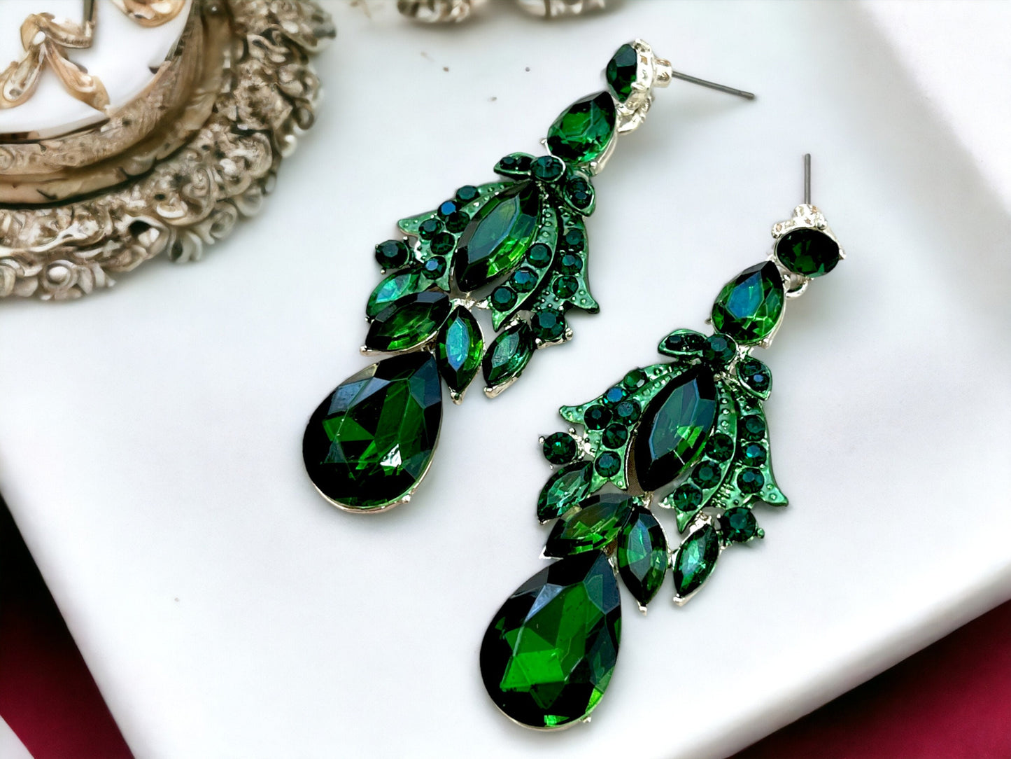 Blue Bridal earrings, Royal Blue Bridal Jewelry, Green Drop Earrings, Evening Earrings, Cocktail Earrings Jewelry, Bridesmaid earrings