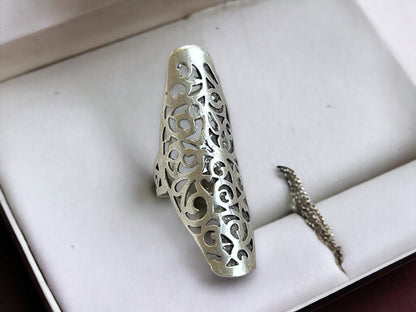 Handmade Silver Plated Oversized Boho Style Statement Ring, Unique Adjustable Chunky Rings