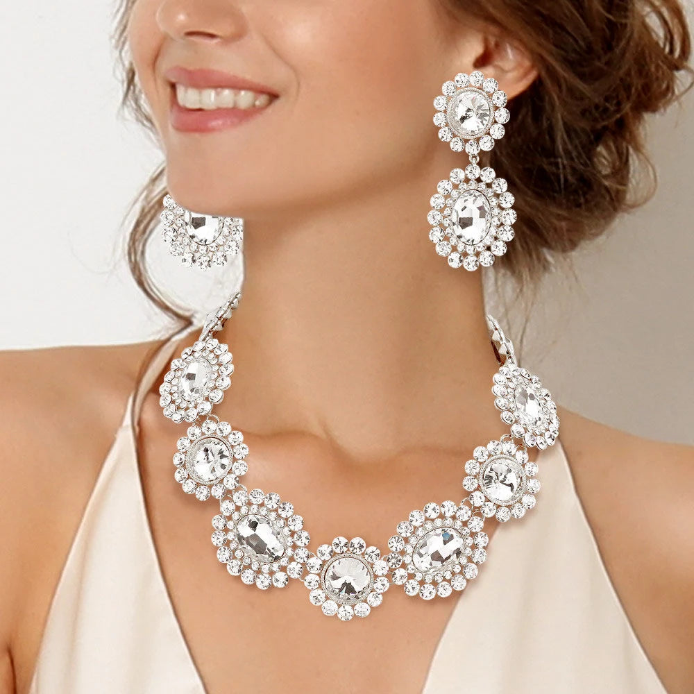 Luxury Crystal Statement Necklace & Earrings Set – Elegant Bridal & Evening Jewelry - Glam Duchess