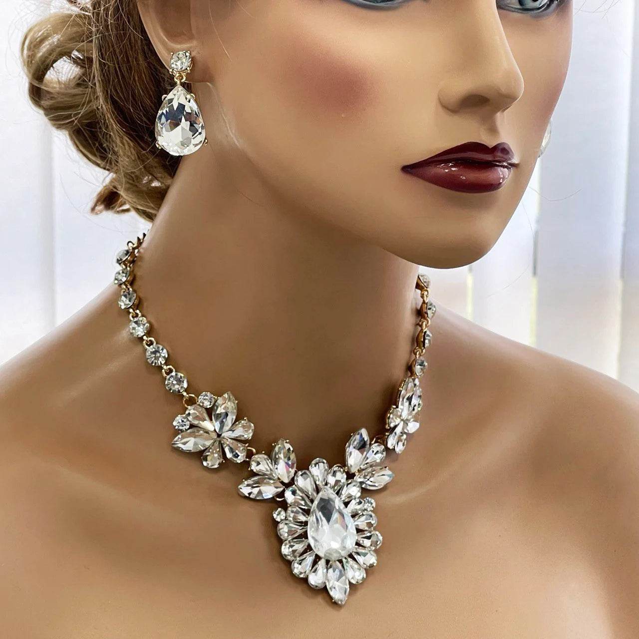 Luxury Crystal Statement Necklace & Earrings Set – Bridal & Evening Jewelry - Glam Duchess