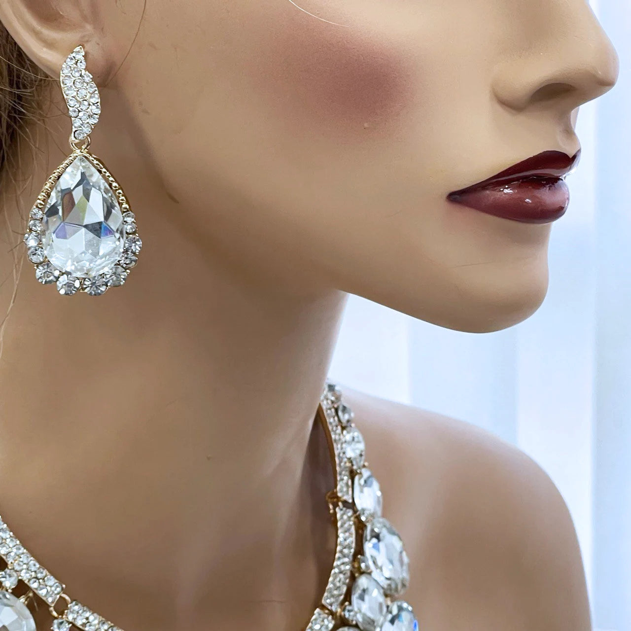 Crystal Statement Necklace & Earrings Set, Bridal & Evening Jewelry - Glam Duchess