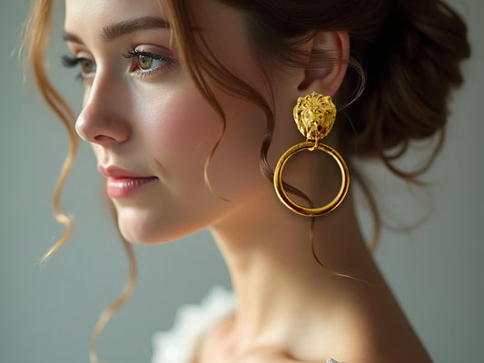 Gold Plated Pearl Hoop Earrings - Designer Handmade Geometric Unisex Jewelry, Handmade In Turkey - Glam Duchess