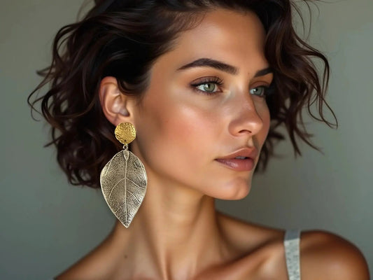 Two-Tone Dangle Earrings – Gold Plated Chunky Statement Jewelry With Silver Floral Stud by Glam Duchess (handmade-gold-plated-gold-and-silver-textured-dangle-earrings-ooak-chunky-two-tone-statement-earrings-unique-drop-jewelry-made-in-turkey)
