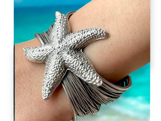Handmade Chunky Silver Adjustable open Cuff Bracelet