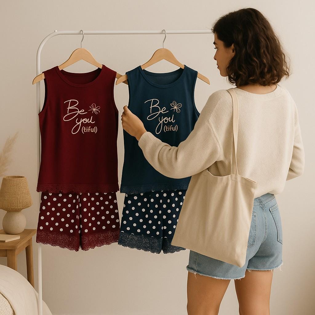 Red Polka Dot Pajama Set Womens Summer Sleepwear - Soft Lace Trim Tank Top & Shorts, Comfy Loungewear Made in Turkey