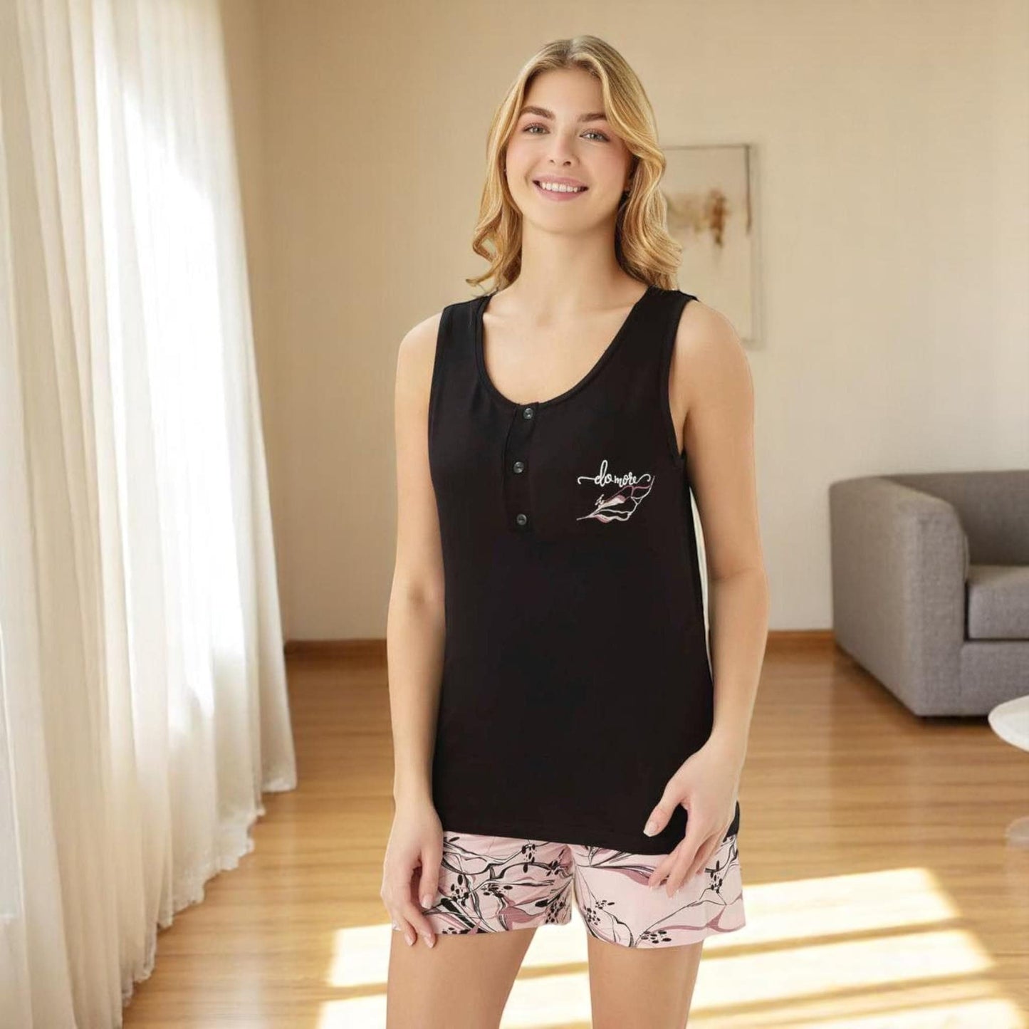 Ultra Soft Pajama Set, Cozy Sleeveless Sleepwear, Summer Viscose Tank & Shorts, Soft Homewear, Comfy Nightwear, Gift For Her, Made in Turkey
