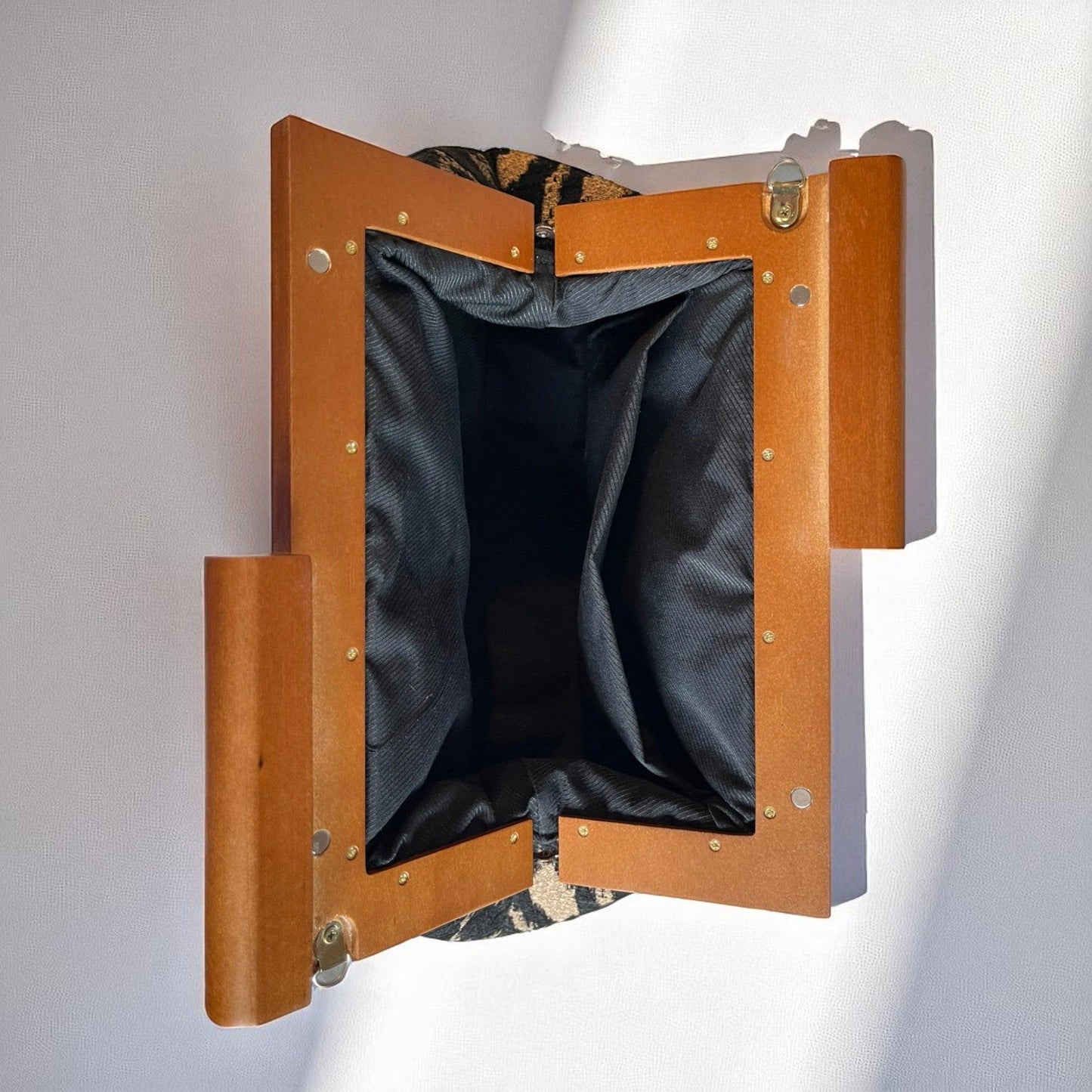 Noir Ikat Oversize Clutch Bag, Handmade Wooden Frame Statement Purse, Boho Evening Purse - Glam Duchess