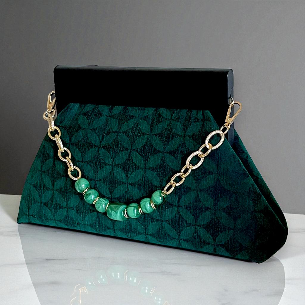 Elegant Large Green Geometric Clutch Bag, Modern Structured Statement Purse, Evening Bag for Women, , Oversized Purse - Glam Duchess