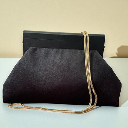 Oversized Elegant Black Velvet Clutch with Gold Chain | Evening Bag | Statement Purse | Formal Handbag | Gift For Her| - Glam Duchess