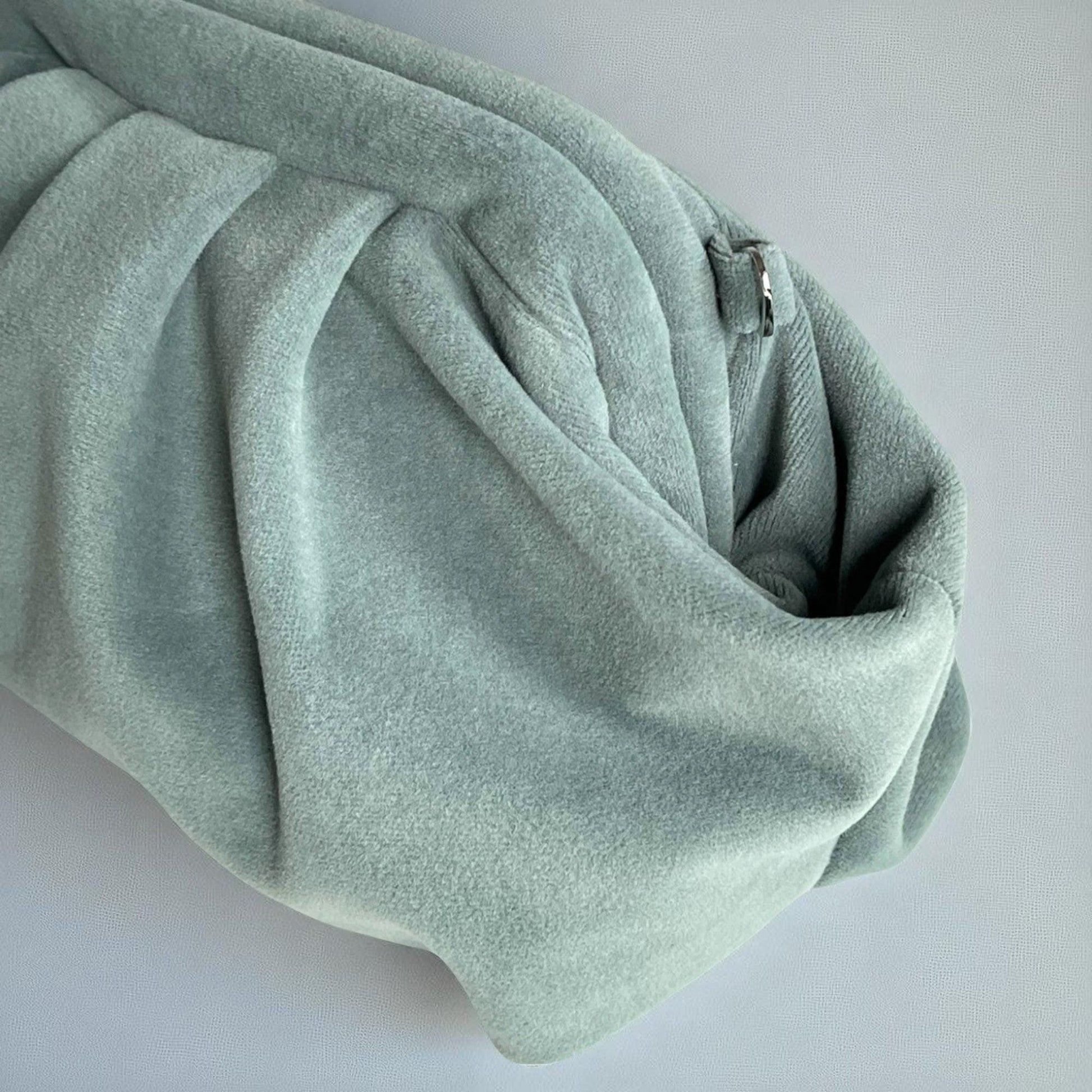 Handmade Soft Sage Green Clutch | Velvet Feel Evening Bag | Minimalist Folded Purse | Elegant Pastel Bag - Glam Duchess