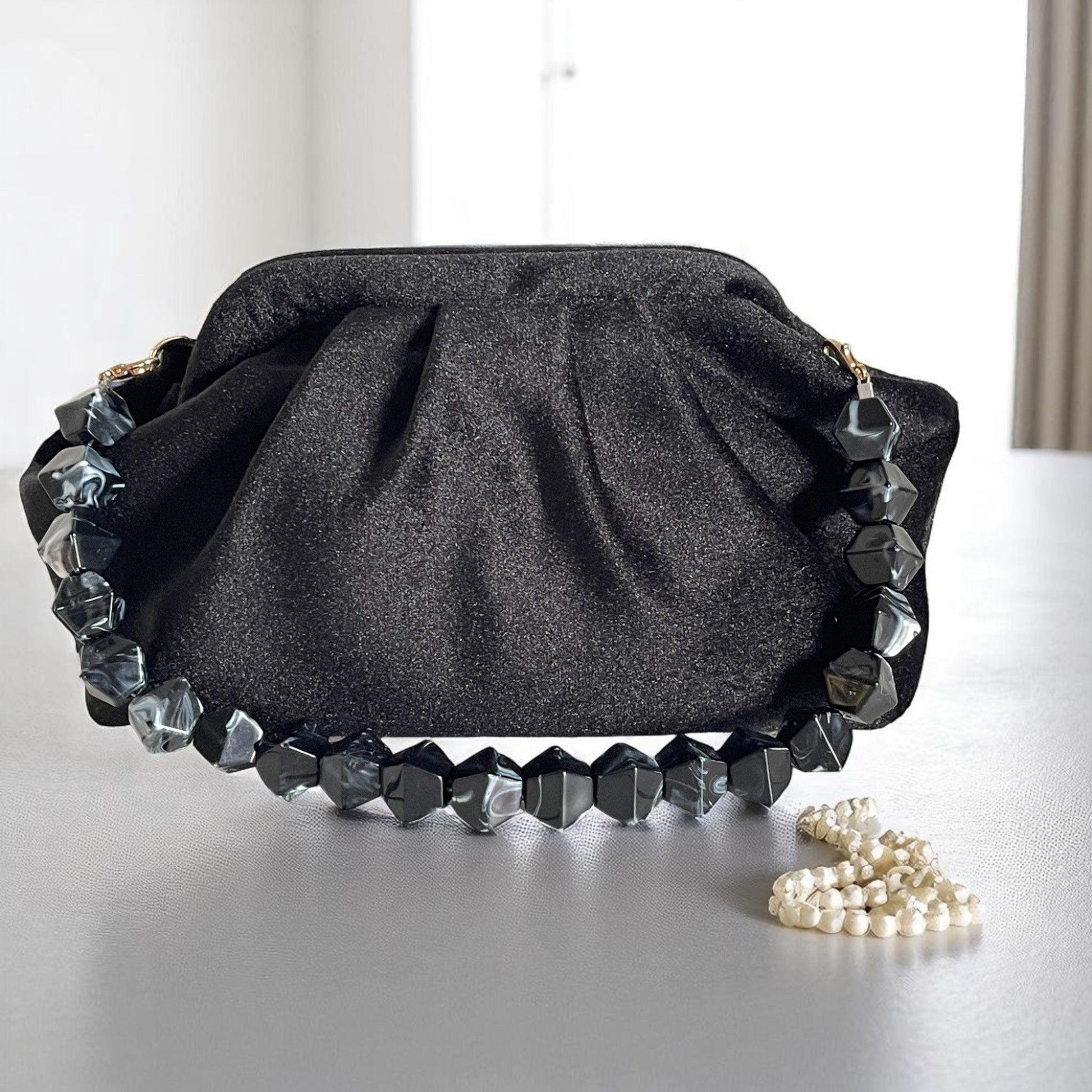 Classic Black Velvet Clutch | Handmade Evening Bag | Minimalist Folded Purse | Elegant Formal Accessory - Glam Duchess