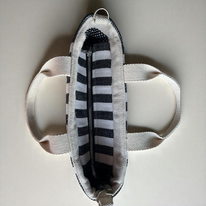 Black White Striped Bag Set | Handmade Canvas Tote, Clutch & Zipper Pouch | Monochrome Purse Trio | Modern Summer Bags