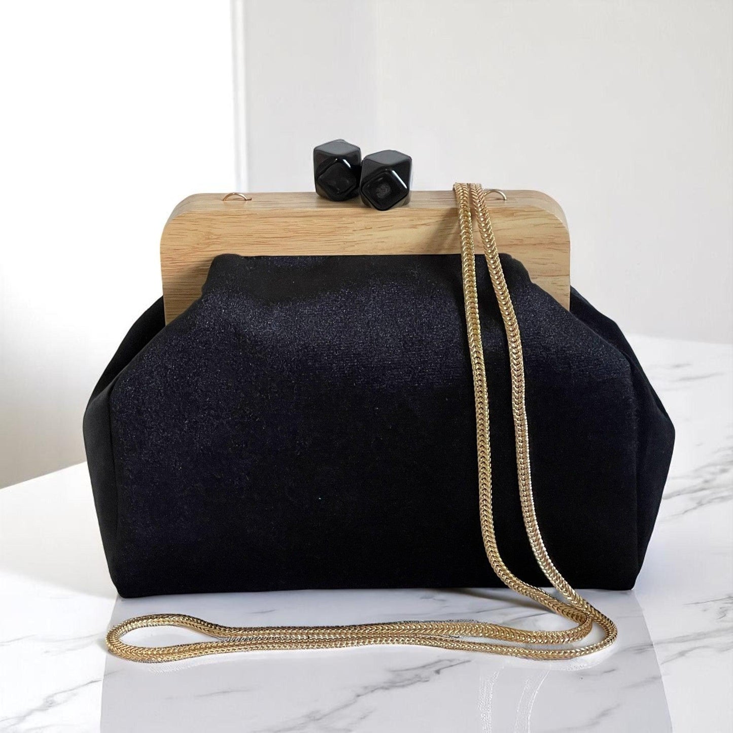 Black Velvet Clutch Bag Handmade Large Luxury Evening Purse Gift for Her - Glam Duchess