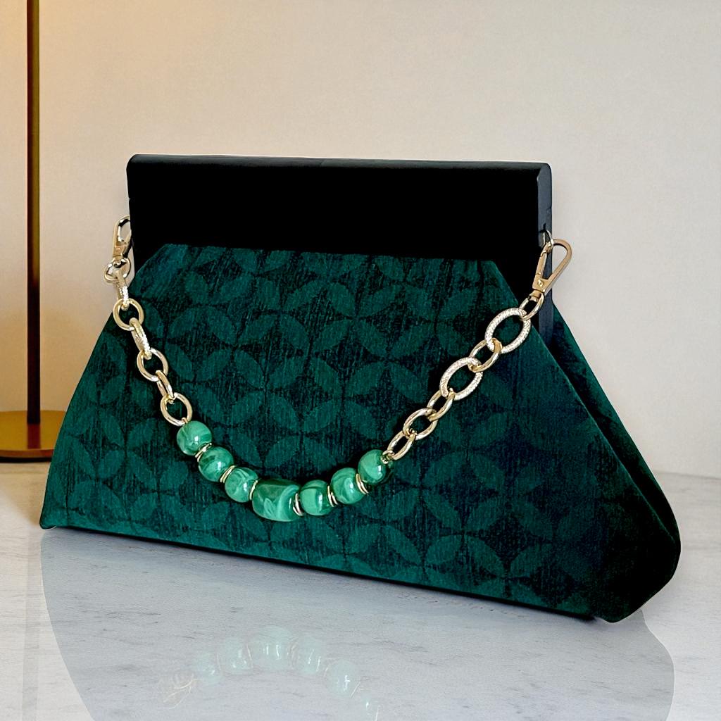 Elegant Large Green Geometric Clutch Bag, Modern Structured Statement Purse, Evening Bag for Women, , Oversized Purse - Glam Duchess