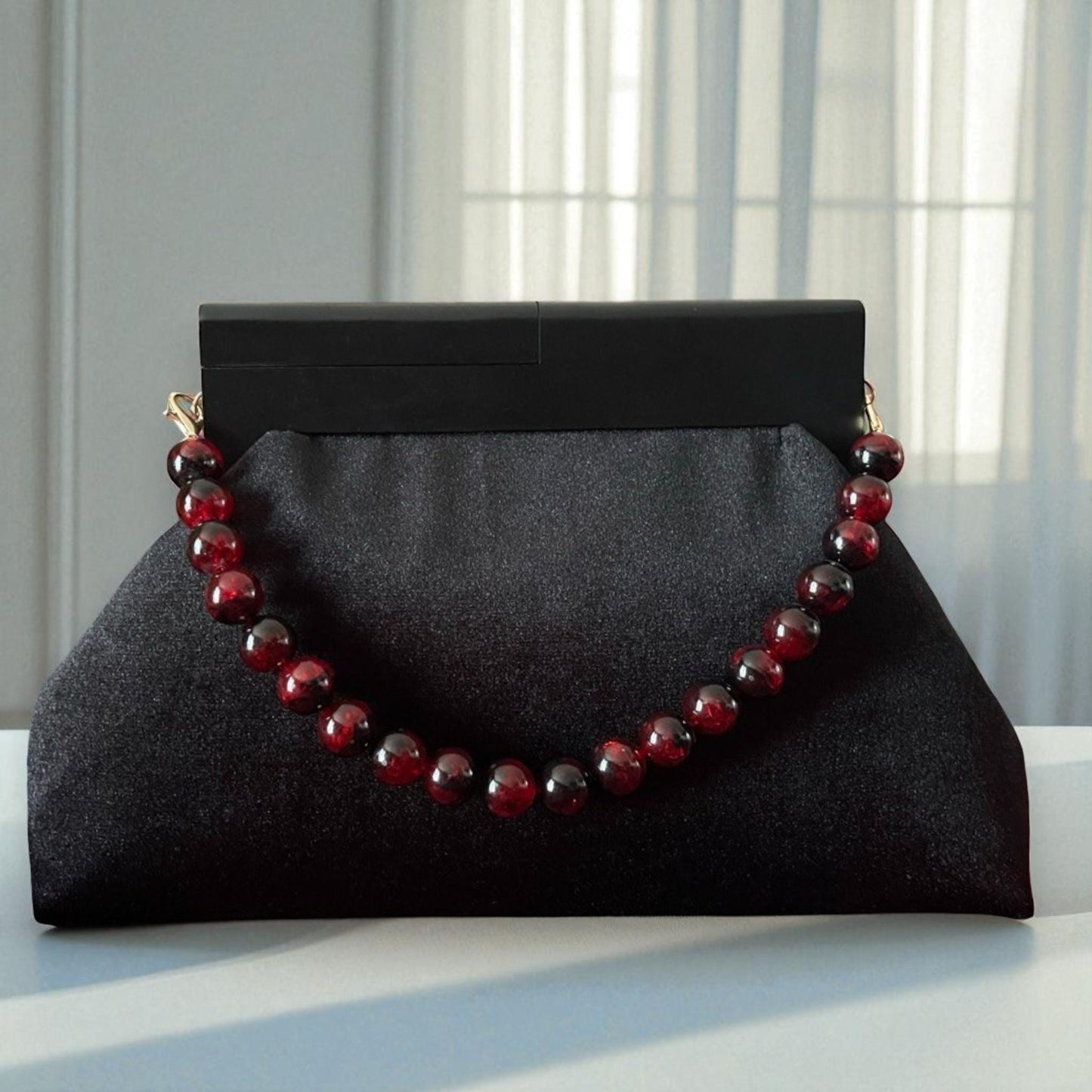Oversized Elegant Black Velvet Clutch with Gold Chain | Evening Bag | Statement Purse | Formal Handbag | Gift For Her| - Glam Duchess