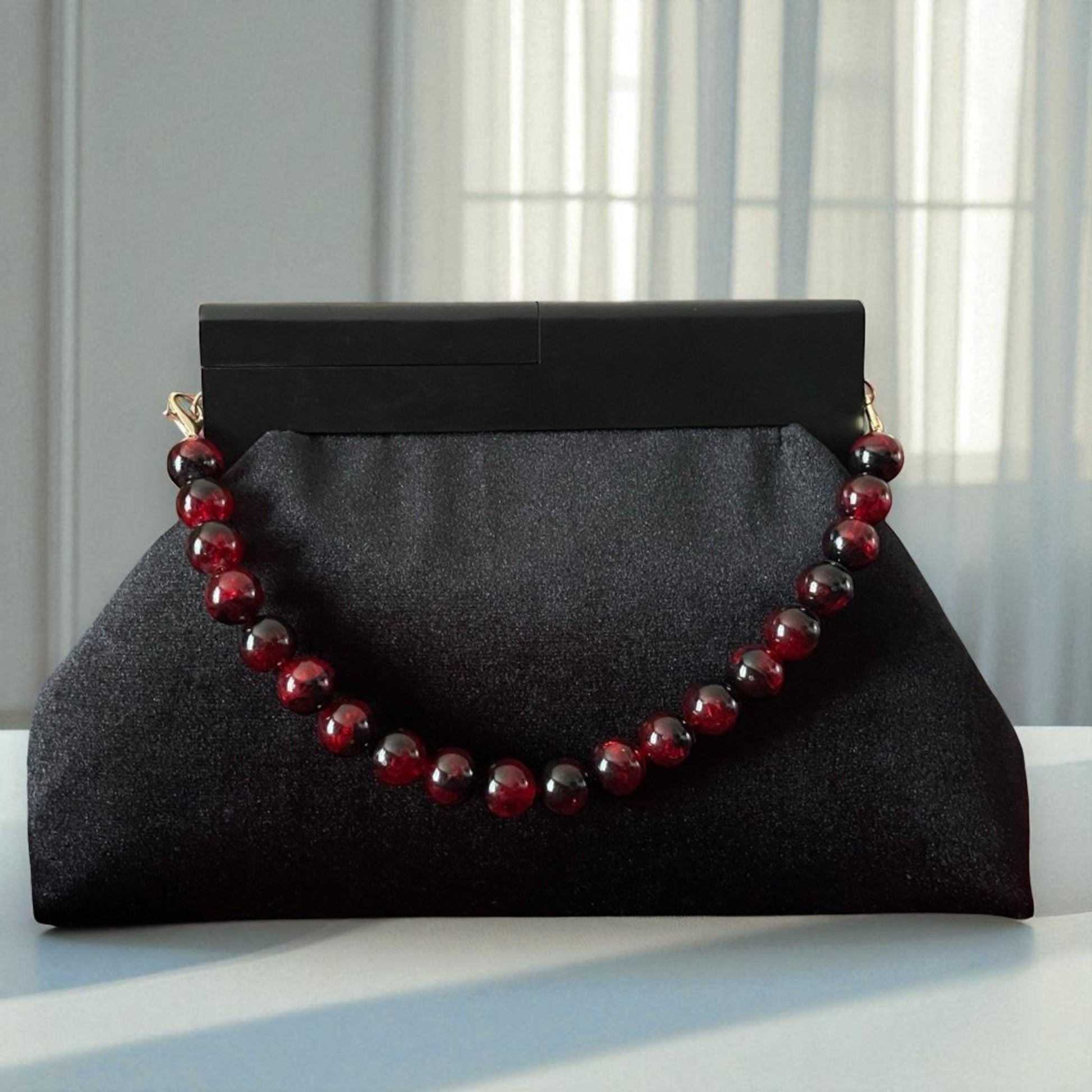 Oversized Elegant Black Velvet Clutch with Gold Chain | Evening Bag | Statement Purse | Formal Handbag | Gift For Her| - Glam Duchess