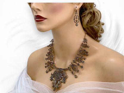 Victorian / Edwardian era Crystal Chandelier Necklace & Earring Set