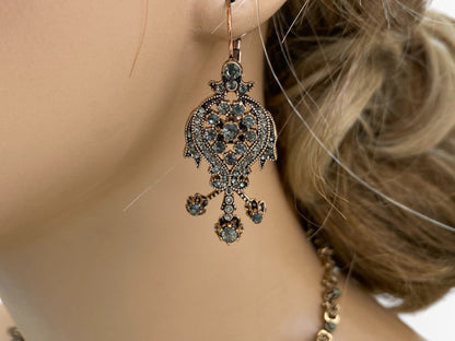 Victorian / Edwardian era Crystal Chandelier Necklace & Earring Set