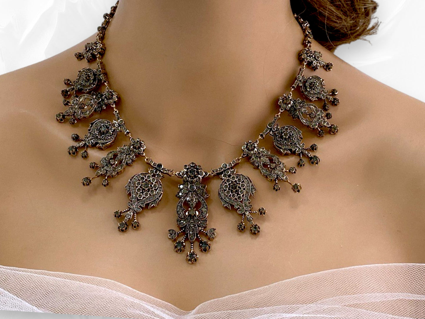 Victorian / Edwardian era Crystal Chandelier Necklace & Earring Set