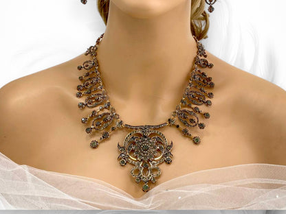 Victorian / Edwardian era Crystal Chandelier Necklace & Earring Set