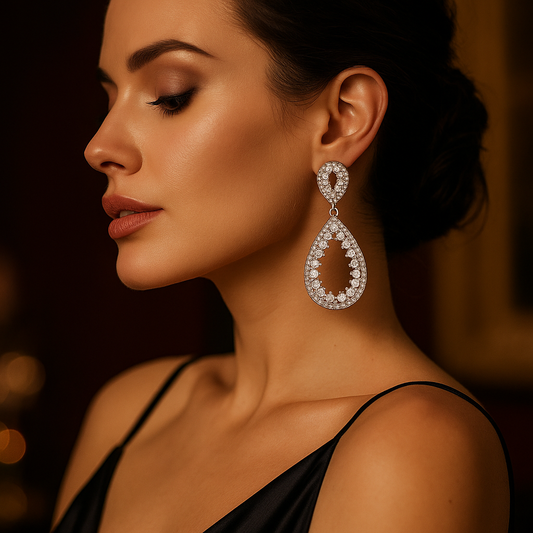 Wedding Hoop Drop Earrings, Luxurious Bridal & Bridesmaid Jewelry
